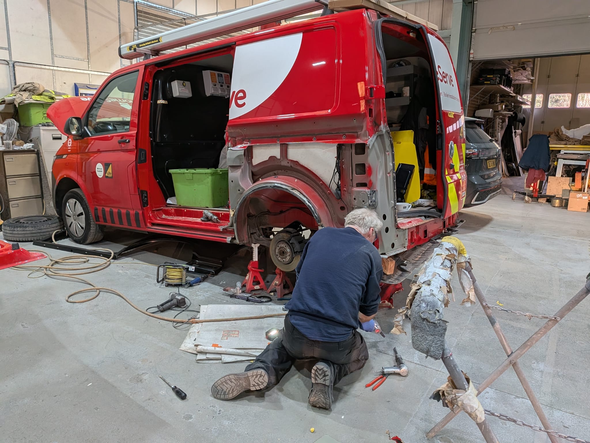 Bodywork repair in progress